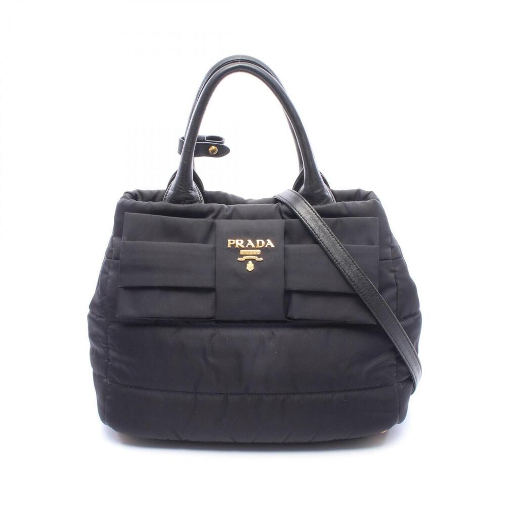 Prada TESSUTO BOMBER 2-Way Handbag, Nylon Leather, Women's, Black